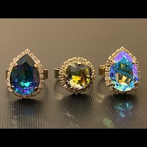 Set of 3 Custom Crystal Cocktail Rings